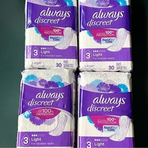 4 pack Always Discreet Pads #3 Light